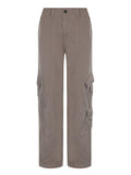 Washed Pocket Solid Cargo Pants-Outfit