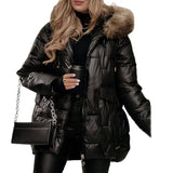 Fongt Thicker Pike Cotton Clothes Winter Warm Hood Can Be Detachable Large Wool Collar Long-Shaped Cotton Clothes Women
