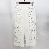 Fongt Star Fashion New Heavy Industry Nail Bead Vest Top Open Skirt Set Two Sets