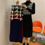Campus Skirt New Black Open Fork Knitted Skirts In The Long High-Waisted A-Character Thin-Skinny Ass