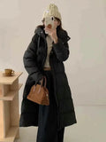 Advanced Feeling Cold Resistance Long Down Jacket Female 2024 Winter Thickened Door Skirt Three Buckle Over The Knee White Duck Velvet Bundle Waist Coat-Outfit