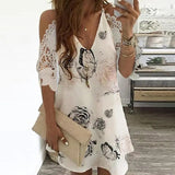 Off Shoulder Lace Sexy V Neck Floral