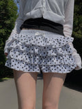 Fongt Girl Wind Reduction Wave Point Print Low-Waist Cake Short Skirt Babes Simple Body Dress Skirt