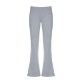 Fongt Base Solid Color High-Rise Micro-Speakers Roll Waist Wide Waist Thin Leisure Sweating Trousers