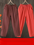 Fashion Woman Pants Casual Cotton Linen Harem Pants LOOSE Solid Ankle-Length Pants Elastic Waist Women's Summer