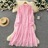 Fongt Light Luxury Famous 媛 Heavy Industry Embroidery Embroidery To Close The Waist Net Velvet Pong Pong Dress Female Thin Temperament Elegant Dress