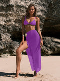 Fongt Spice Girls Small Mass Long Dress Flower Beach Set Solid Color Bikini Three-Piece Holiday Swimsuit