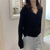 Fongt Sweater With Cardigan Shawl Loose Coat Female Autumn Korean Version Thin Sunscreen Shirt V-Neck Long Sleeve Jacket-Outfit