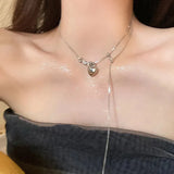 Pearl and Rhinestone Pendant Necklace-Outfit