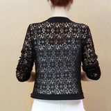 Hollow Out Lace Blouse Women Long Sleeve White Black Shirt Beading Lace Jacket Elegant 4XL Women Clothing Blusas