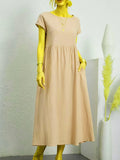 Fongt Solid Color Sleeveless Loose Cotton Into Pocket