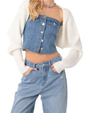 Sexy Slim Waist Denim Vest Woman-Outfit