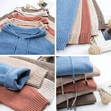 Knitted Hooded Sweaters For Women Classic Malhas Pullover Oversized Spring Fall Casual Knitwear Tops Sueter Sweatshirt