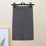 Winter Women Sweater Skirt New 2021 Knitted Midi Skirts Korean Elastic High Waist Elegant Autumn Split Fork Black
