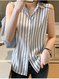 Women Shirts Summer Vest Womens Tops Chiffon Blouses for Women Sleeveless Fashion Clothes Woman Basic White Blouse
