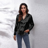 Fongt Shirt Women's Denswear Simulation Silk Long-Sleeved Shirt New Women's Clothing