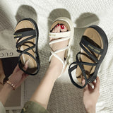 Fongt New Fashion Soft-Soled Roman Shoes With Skirts Sandals Retro French-Soled Toe Sandals