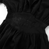 Black Embroidery Shirt Mini Dress-Outfit