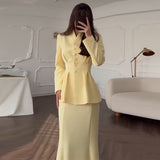 Fongt New Women's Elegant Self-Cultivation Temperament Waist Long Sleeve Set