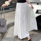 Fongt White Half-Dress Women's A-Shaped Skirt In The Long Umbrella Skirt Autumn Small Tall Waist Thin Skirt