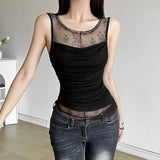 2024 Summer New Women's Sexy Hottie Hollow Lace Mesh Sleeveless Body