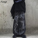 Casual Women Loose Vintage Jeans Harajuku Baggy Denim Pants Funny Gothic Autumn Grunge Wide Leg Graffiti Print