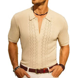 Fongt Men's Knits Summer New Short Sleeves Knits POLO Shirts Solid Color Knits Men's