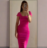 Fongt Summer New Women's Decoration Waist Sexy Folding Tight Dress