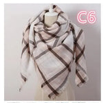 Designer Fashion Pink Scarf Soft Cashmere Acrylic Warp Square Oversize Shawl For Women Winter Plaid
