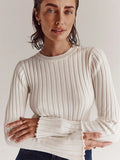 Fongt Collar Knitted Sweater Long-Sleeved Pit Strip Bottom Shirt Solid Color Tight Autumn And Winter Top