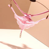 Fongt Line Of T-Tong Trousers Sexy Pearl Massage Hollow Trousers With Bows 2025 New Summer