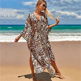 Fongt Middle Woven Polyester Loose Plus Size Bikini Smock Beach Dress Sunscreen Beach