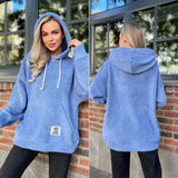Fongt New Flannel Loose Hooded Long-Sleeved Woolen Coat