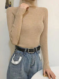 High Neck Jumper Knit Top-Outfit