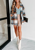 The Ins Lady Autumn Winter Woolen Coat · Hair Plaid Lapel Multiple Button Double Pocket Long Jacket-Outfit