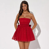 Fongt Hot Selling With Chest Temperament Fashion Gauze Small Dress Backless Dress