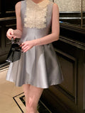 Fongt And Autumn New With The Same Gold Lace Doll Dress Temperament Small Sleeveless Little Black Dress Birthday Dress