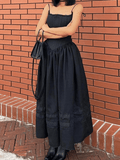 Lace Up Corset Black Maxi Dress-Outfit