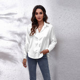 Fongt Shirt Women's Denswear Simulation Silk Long-Sleeved Shirt New Women's Clothing