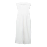 New Spring Style Midi Fold Decoration Forked Design Breast Dress 2698707-Outfit