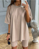 Two-piece Set With Belt Solid Color