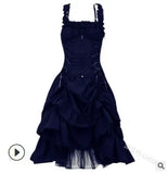 Fongt Lolita COS Gothic Slimming Irregular Design Strap Corset Dress