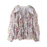 Fongt 2025 Women's New Fashion Butterfly Tacked With Overlays Decoration French Lantern Sleeve Long Sleeve Shirts
