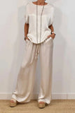 Fongt And Summer 2025 New Trendy Loose Shirt Broad Leg Trousers Casual Set