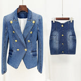 Fongt New Star Temperament Double Buckle Wash Denim Suit Jacket Jacket Jacket