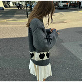 Bow Printed Knitted Cardigan-Outfit