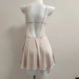 Fongt Girl Sweetheart Slip Big V-Shaped Short Skirt Summer Thin Back Slings Aja Skirt Pure Lusty Homewear