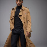 Fongt Men's Spring And Autumn Long Belt Men's Wind Coat Fashion Daily Casual Coat Men