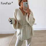 V Neck Knitted Oversized Long Sleeve Women Cardigan 2021 Autumn Winter Casual Women's Cardigans