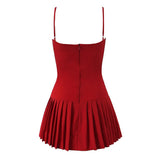 Cami Pleated Buttoned Mini Dress-Outfit